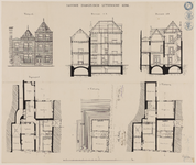 217495 Aanzicht, doorsneden en plattegronden van de pastorie van de Evangelisch Lutherse Kerk te Utrecht.